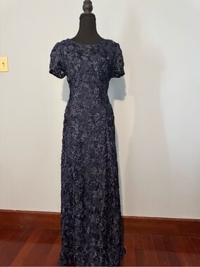 Alex Evenings Navy Long dress Floral Lace Evening Gown